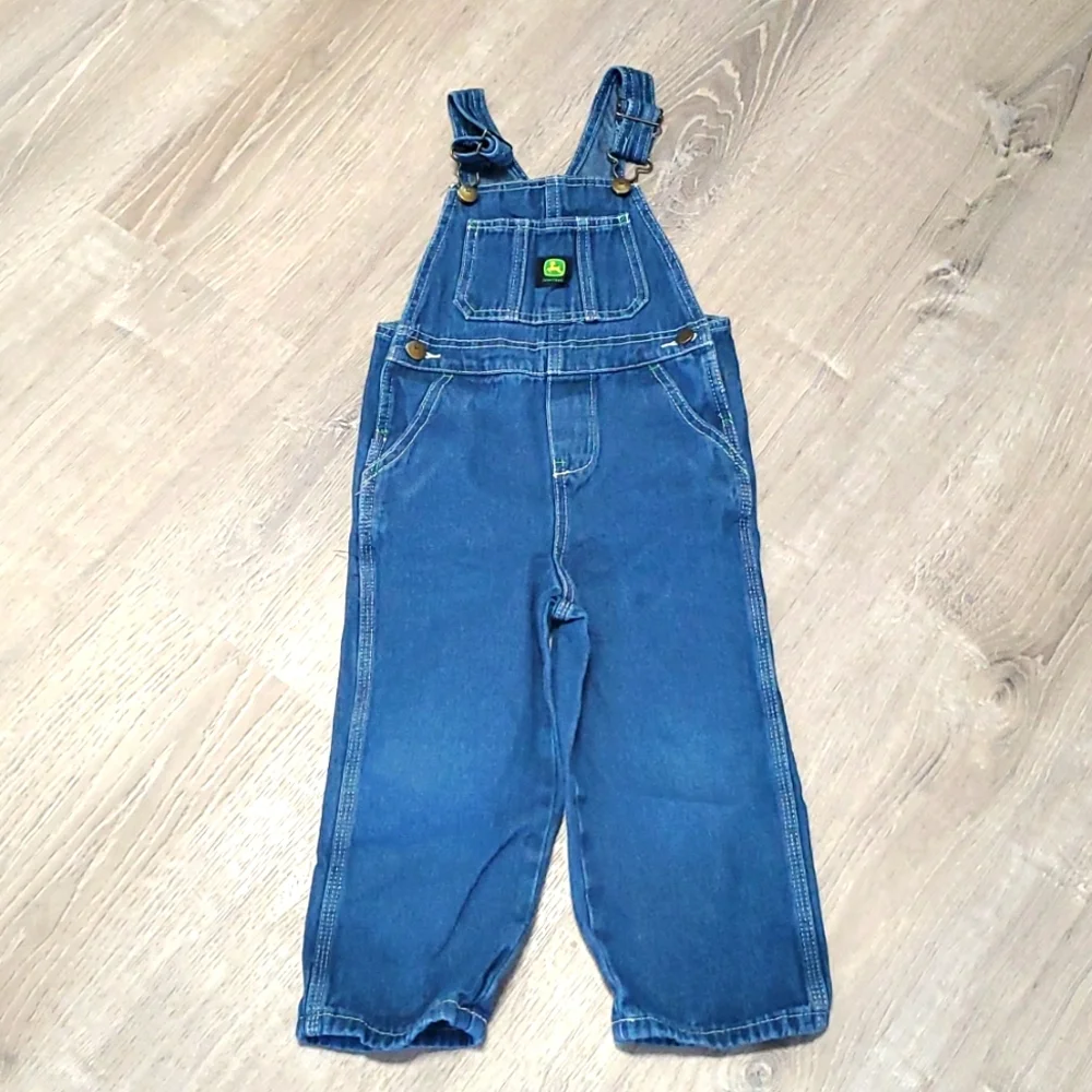 John Deere denim blue overalls bodysuit cotton kids size 4T